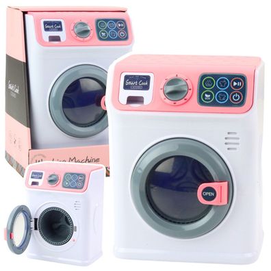 Kinderwaschmaschine mit rotierender Trommel, Lichtern und Geräuschen, Weiß/Rosa