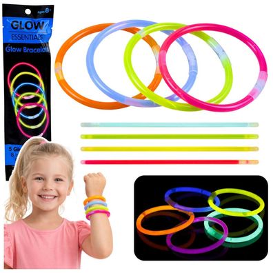 LeanToys Im Dunkeln leuchtende Neon-Stick-Fluoreszenzarmbänder, 5 Stück