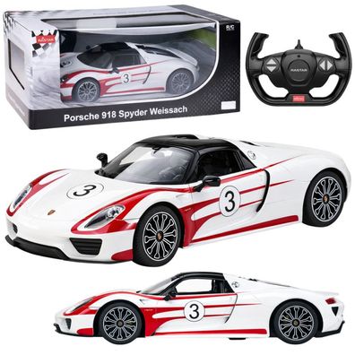 LeanToys Porsche 918 Spyder Performance ferngesteuertes RC-Auto Weiß Rastar 1:14