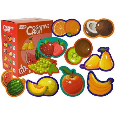 LeanToys Obst Frucht Puzzle Puzzlematte Früchte Puzzlebrett Spiel 40 Teile