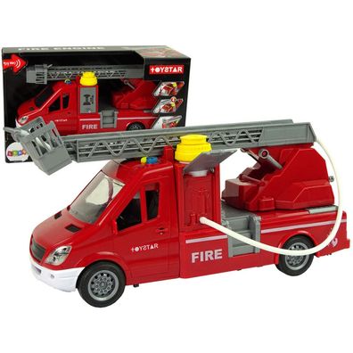 LeanToys Feuerwehrauto Wasser Lichter Feuerwehr Auto Schlauch Sound Lichteffekt