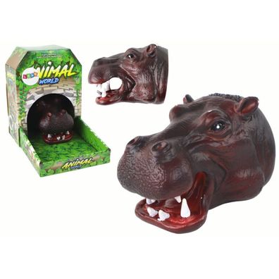 LeanToys Handpuppe Nilpferd Tiermotiv Spielzeug Gummi Puppe Hippo Spielertier