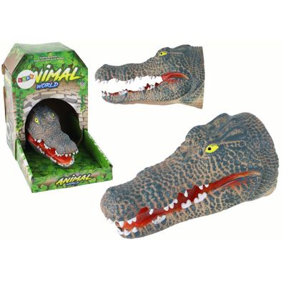 LeanToys Handpuppe Krokodil Spielzeug Schuppen Puppe Gummi Tier Handspielpuppe