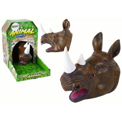 LeanToys Handpuppe Nashorn Tier Spielzeug Hörner Puppe Gummi Nashorn-Handpuppe