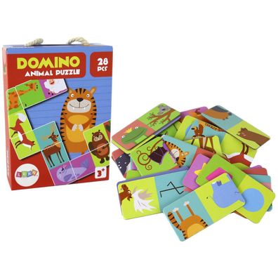 LeanToys Kinder Puzzle Domino Tiere Hirsch Wald Lernen Kinderpuzzle 28 Teile