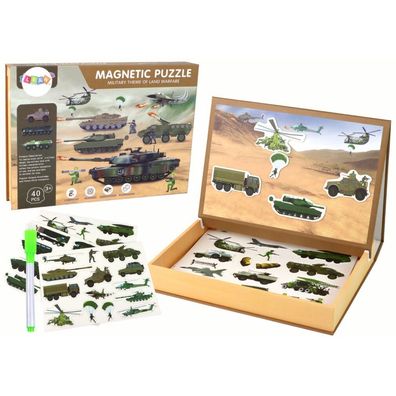 LeanToys Kinder Puzzle Magnet Puzzle Panzer Militär Kinderpuzzle 40 Teile
