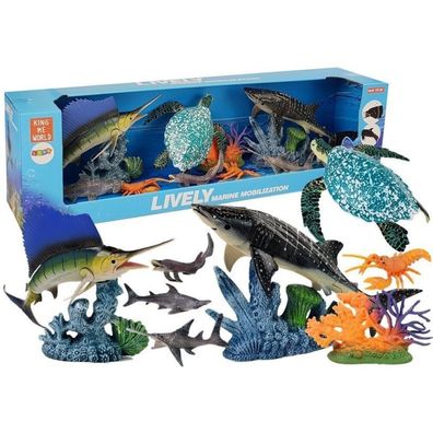 LeanToys Set Meerestiere Tiere Meerespflanzen Aquarium Fische Figuren Panorama
