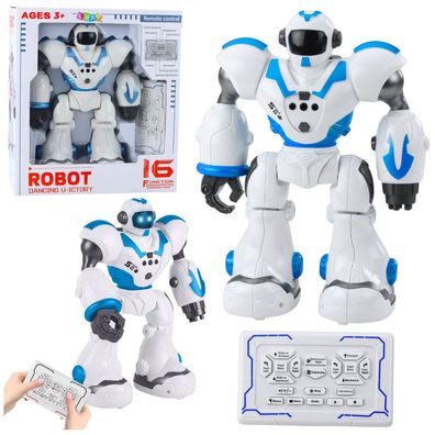 LeanToys Interaktiver ferngesteuerter Roboter RC + 16 Funktionen, Licht/Soundn, blau