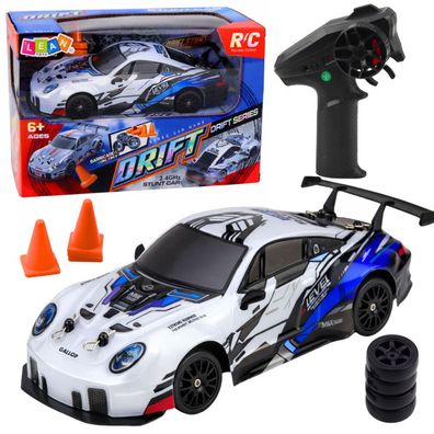 Ferngesteuertes Drift-Auto RC + austauschbaren Rädern, Allradantrieb, blau, 1:24