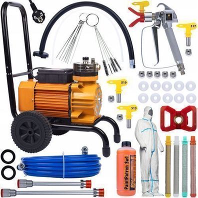 Rosfix Set Farbspritzgerät SOS03 – 3500W, 22MPa, 18L/min, Zubehör 17tlg