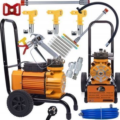 Rosfix Farbspritzgerät SBS03 – 3500W Set mit Düsen, Filtern, Schlauch 8m