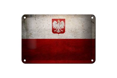 Blechschild Flagge Polen Fahne, 3 vers. Größen, Spruch
