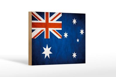Holzschild Flagge Australien Fahne, 3 vers Größen, Spruch