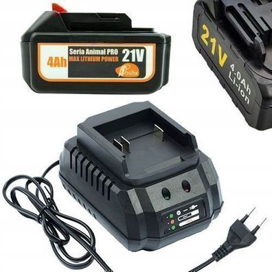 Rosfix Set Akku 21V 4.0Ah + Schnellladegerät 1.2A | Ersatz für Makita 18–21V
