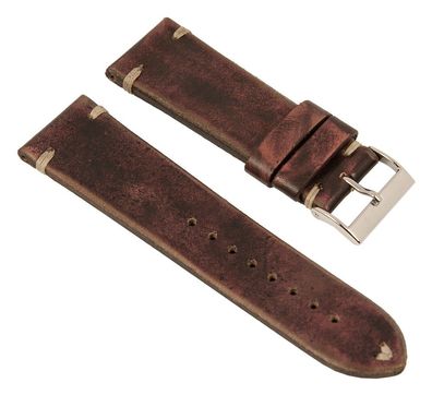 Vintage Uhrenarmband Rindsleder Burgund mit Ziernaht 26232