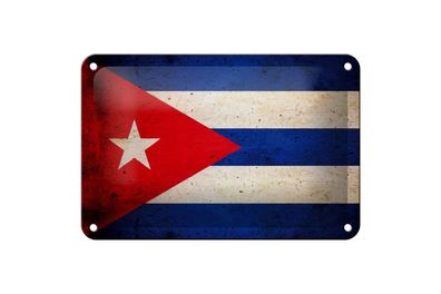 Blechschild Flagge Kuba Cuba Fahne, 3 vers. Größen, Spruch