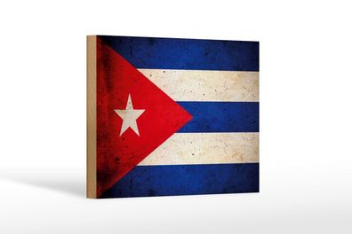 Holzschild Flagge Kuba Cuba Fahne, 3 vers Größen, Spruch