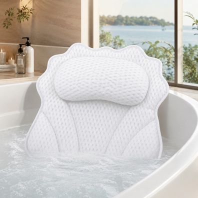 Best For Home Badekissen mit 4D-Mesh, ergonomischer 4-Zonen-Stütze und 6 Saugnäpfen