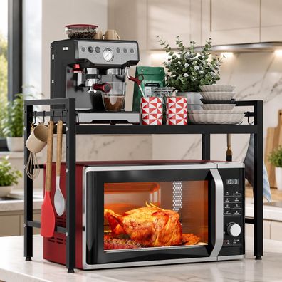 Best For Home Mikrowellenablage - Ausziehbares Küchenregal 40-60 cm mit 2 Ebenen