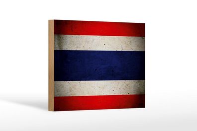 Holzschild Flagge Thailand Fahne, 3 vers Größen, Spruch