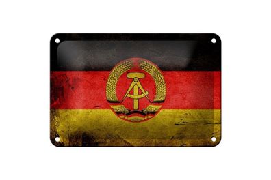 Blechschild Flagge DDR Fahne, 3 vers. Größen, Spruch