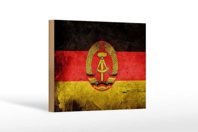 Holzschild Flagge DDR Fahne, 3 vers Größen, Spruch