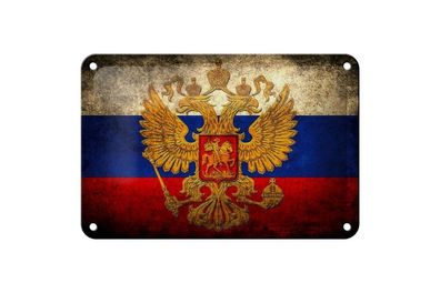Blechschild Flagge Russland Fahne, 3 vers. Größen, Spruch
