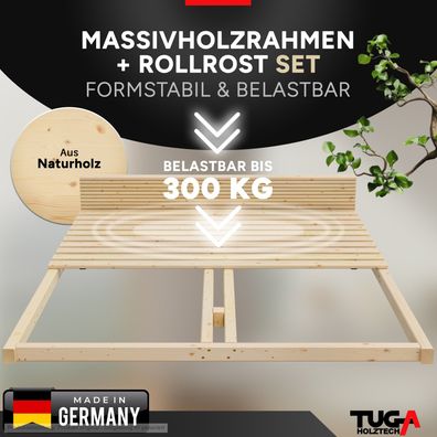 Lattenrost Paletten Bett Rollrost tiefes Bettgestell Rahmen + Rolllattenrost 300Kg