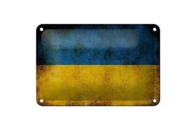 Blechschild Flagge Ukraine Fahne, 3 vers. Größen, Spruch