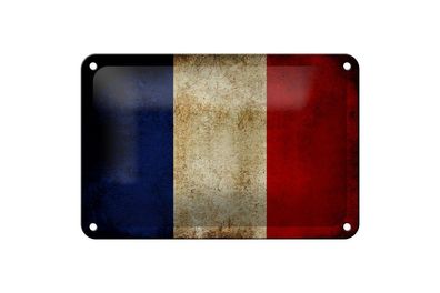 Blechschild Flagge Frankreich Fahne, 3 vers. Größen, Spruch