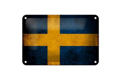 Blechschild Flagge Schweden Fahne, 3 vers. Größen, Spruch