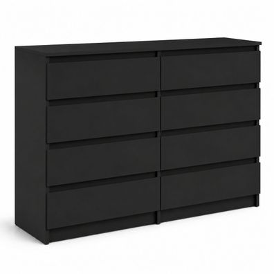 Kommode Bella 8 Schwarz Matt 119 cm mit 8 Schubladen Sideboard