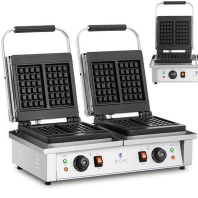 Doppeltes rechteckiges Waffeleisen für 4 belgische Waffeln, 2 x 2000 W