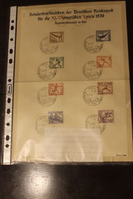Gedenkblatt Olympische Spiele 1936 Segelwettkampf Kiel