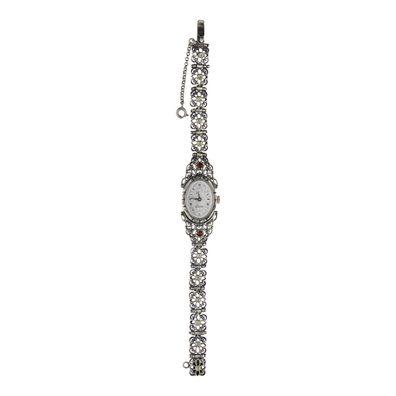 Trachten Damen Armbanduhr Silber 835 Granat 25326768 Second Hand, wie neu