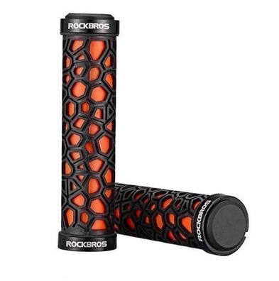 Fahrradgriffe, Gummigriffe, Durchmesser 22 mm, schwarz und orange