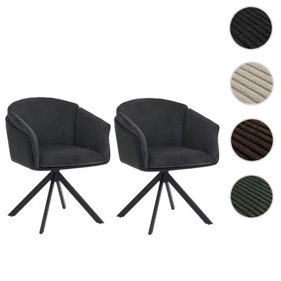 2er-Set Esszimmerstuhl HWC-R24, drehbar Metall Kunstleder Stoff/Textil Cord