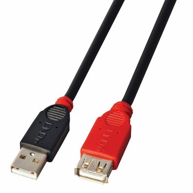 USB 2.0 Aktivverlängerungskabel Slim, USB-A Stecker > USB-A Buchse (schwarz, 5 Meter)