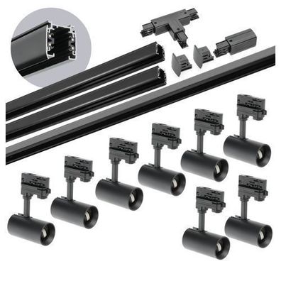 Schienensystem Komplett-Set 4x GU10 Spots und 1m + 1m + 2m Schiene Schalter T WEISS