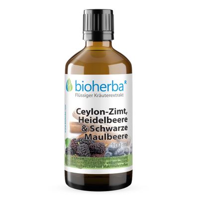 Bioherba Ceylon-Zimt Heidelbeere & Schwarze Maulbeere Tropfen Tinktur
