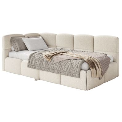 Selsey Cloudy - Polsterbett, Bouclé Hellbeige, 170x185 cm - links