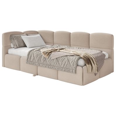 Selsey Cloudy - Polsterbett, Chenille Beige, 170x185 cm - links