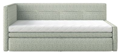 Selsey Nesmi - Polsterbett mit Bettkasten, Webstoff Salbeigrün, 90x200 cm