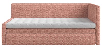 Selsey Nesmi - Polsterbett mit Bettkasten, Webstoff Rosa, 90x200 cm