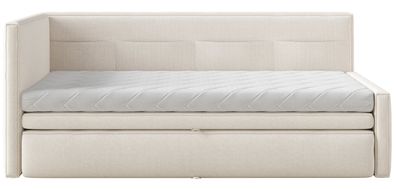 Selsey Nesmi - Polsterbett mit Bettkasten, Creme, 90x200 cm