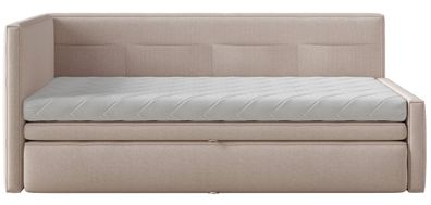 Selsey Nesmi - Polsterbett mit Bettkasten, Beige, 90x200 cm