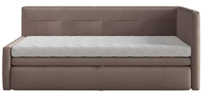 Selsey Nesmi - Polsterbett mit Bettkasten, Hellbraun, 90x200 cm