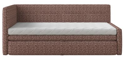 Selsey Nesmi - Polsterbett mit Bettkasten, Webstoff Braun, 90x200 cm