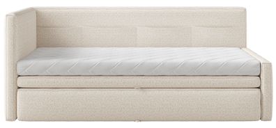 Selsey Nesmi - Polsterbett mit Bettkasten, Webstoff Hellbeige, 90x200 cm