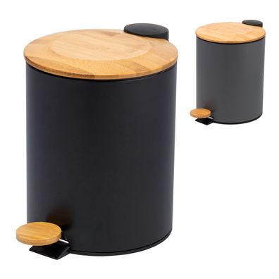 bremermann Mülleimer | Bambus-Deckel | Bad-Abfalleimer | Soft-Close, 5 l
